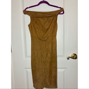 brown shoulder dress